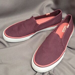 Keds Softerra Burgundy Canvas Slip On Sneakers Womens 9 WF66290 Maroon Low Top